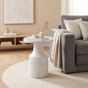 Cala White Side Table - Ornate Home