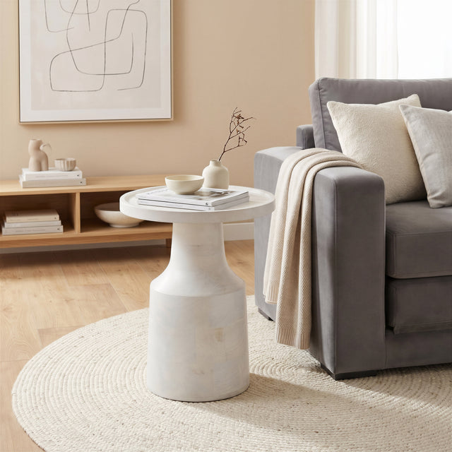Cala White Side Table - Ornate Home