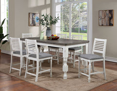 Calabria Antique White/Gray 7 Pc Counter Ht Table Set - Ornate Home