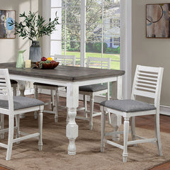Calabria Antique White/Gray 7 Pc Counter Ht Table Set - Ornate Home
