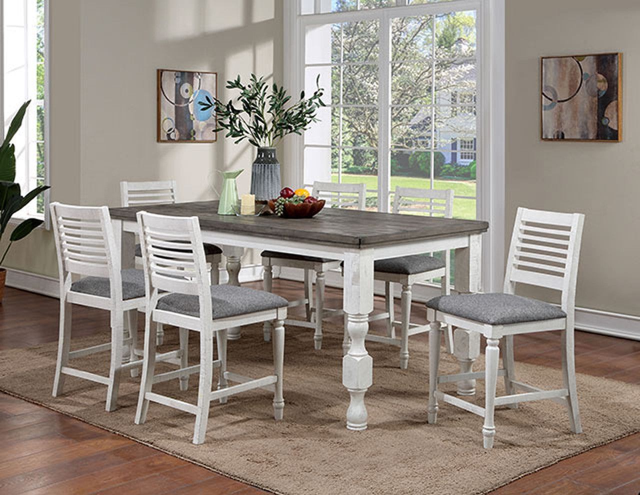 Calabria Antique White/Gray Counter Height Chair (Set of 2) - Ornate Home