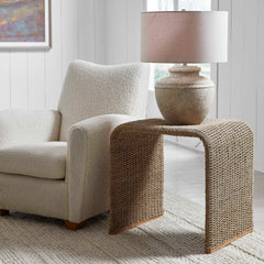 Calabria Brown Woven Seagrass End Table - Ornate Home