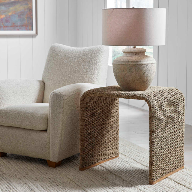 Calabria Brown Woven Seagrass End Table - Ornate Home