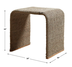 Calabria Brown Woven Seagrass End Table - Ornate Home
