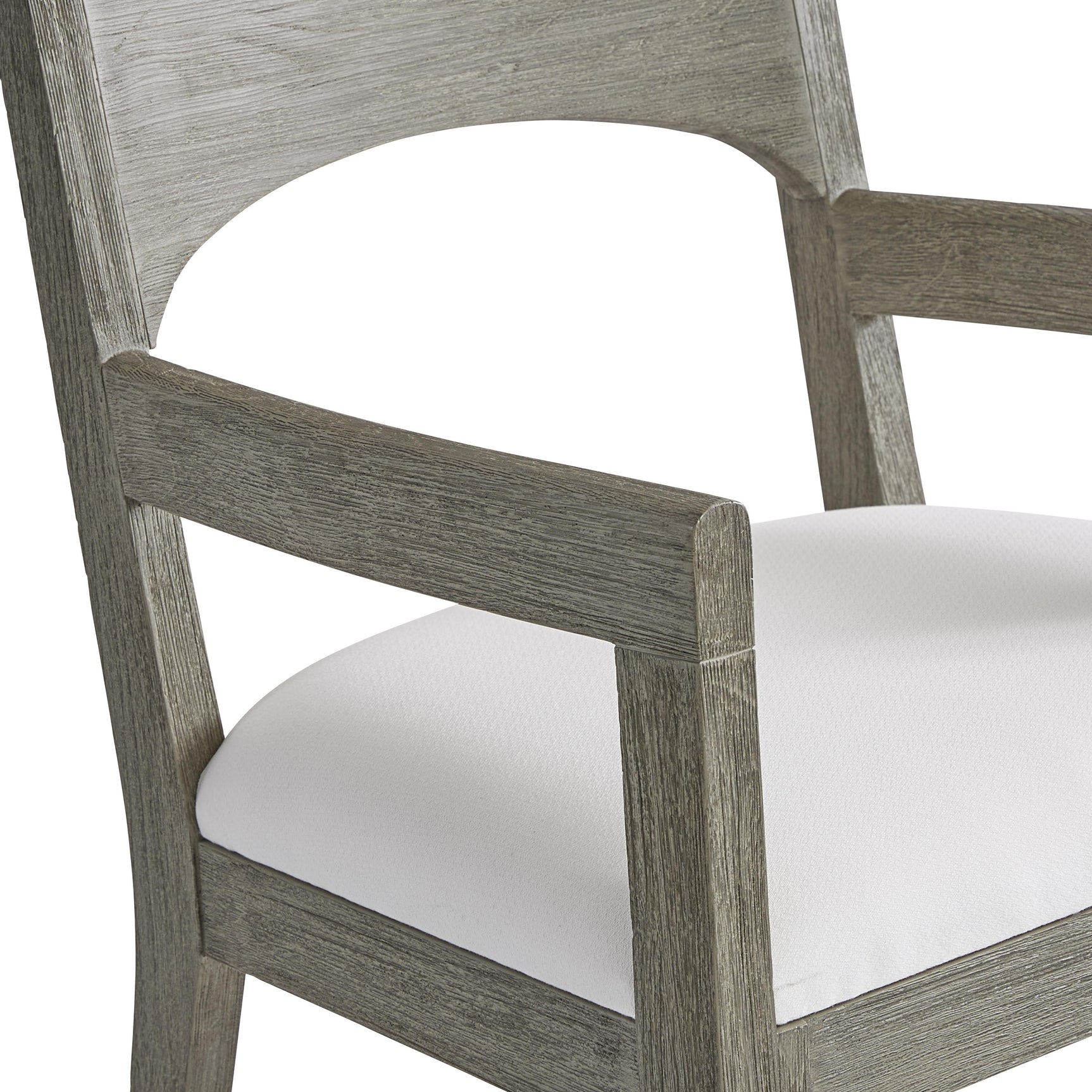 Calais Weathered Teak/White/Cream Outdoor Arm Chair - Ornate Home
