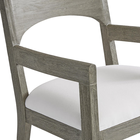Calais Weathered Teak/White/Cream Outdoor Arm Chair - Ornate Home