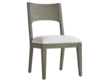 Calais Weathered Teak/White/Cream Outdoor Side Chair - Ornate Home
