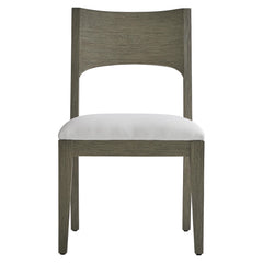 Calais Weathered Teak/White/Cream Outdoor Side Chair - Ornate Home