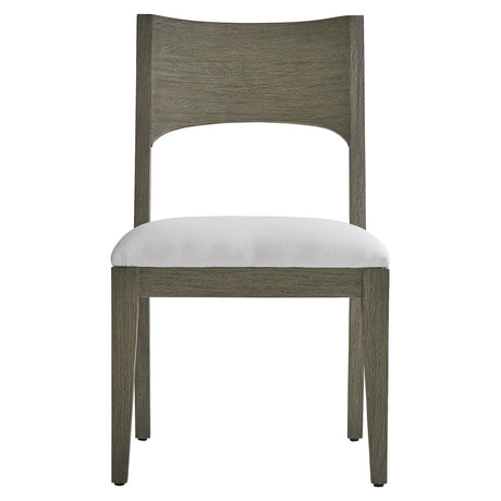 Calais Weathered Teak/White/Cream Outdoor Side Chair - Ornate Home