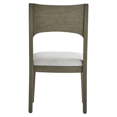Calais Weathered Teak/White/Cream Outdoor Side Chair - Ornate Home
