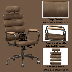 Calan Retro Brown Top Grain Leather Office Chair - Ornate Home