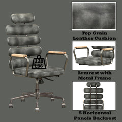 Calan Vintage Black Top Grain Leather Office Chair - Ornate Home