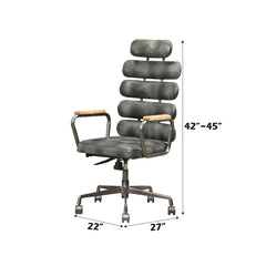 Calan Vintage Black Top Grain Leather Office Chair - Ornate Home