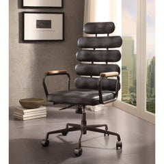 Calan Vintage Black Top Grain Leather Office Chair - Ornate Home