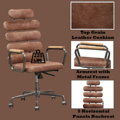 Calan Vintage Whiskey Top Grain Leather Office Chair - Ornate Home