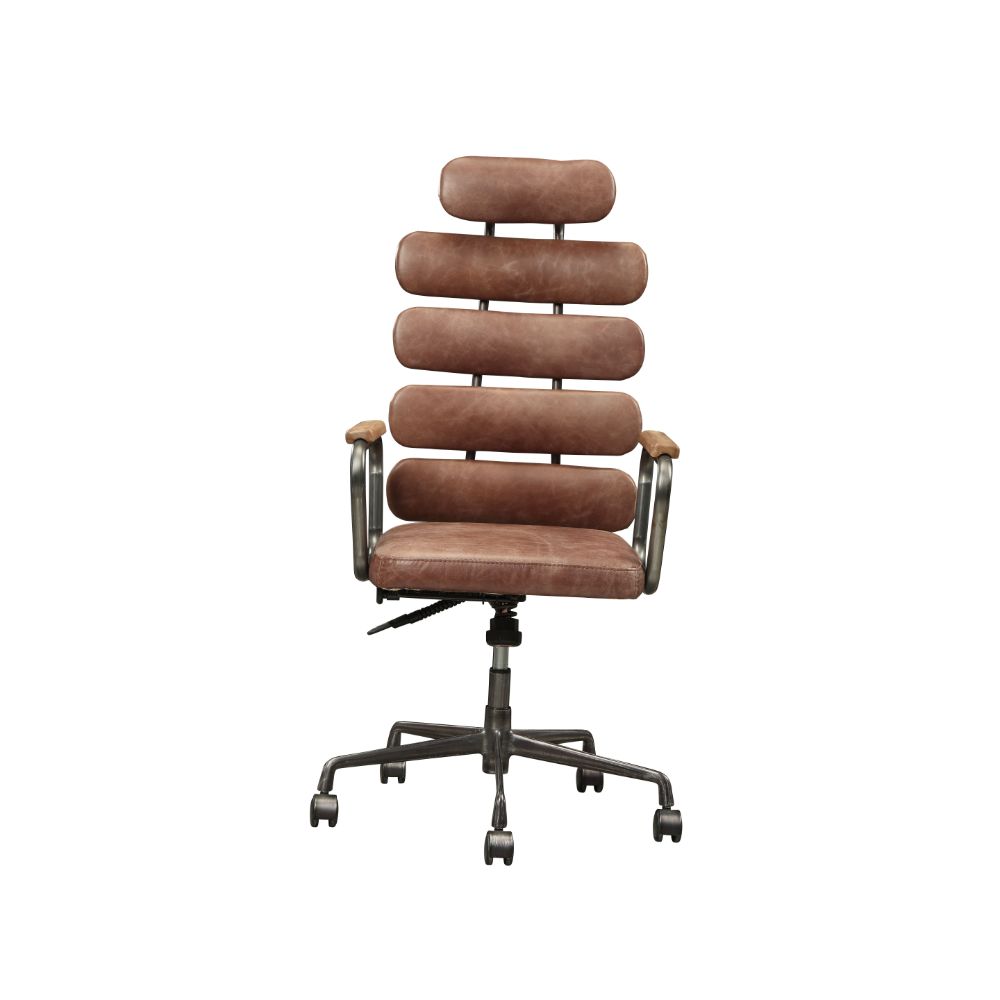 ACME Calan Vintage Whiskey Top Grain Leather Office Chair | Ornate