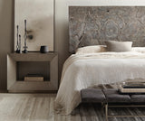Calavaras Smoked Truffle/Grey Fabric Panel King Bed - Ornate Home