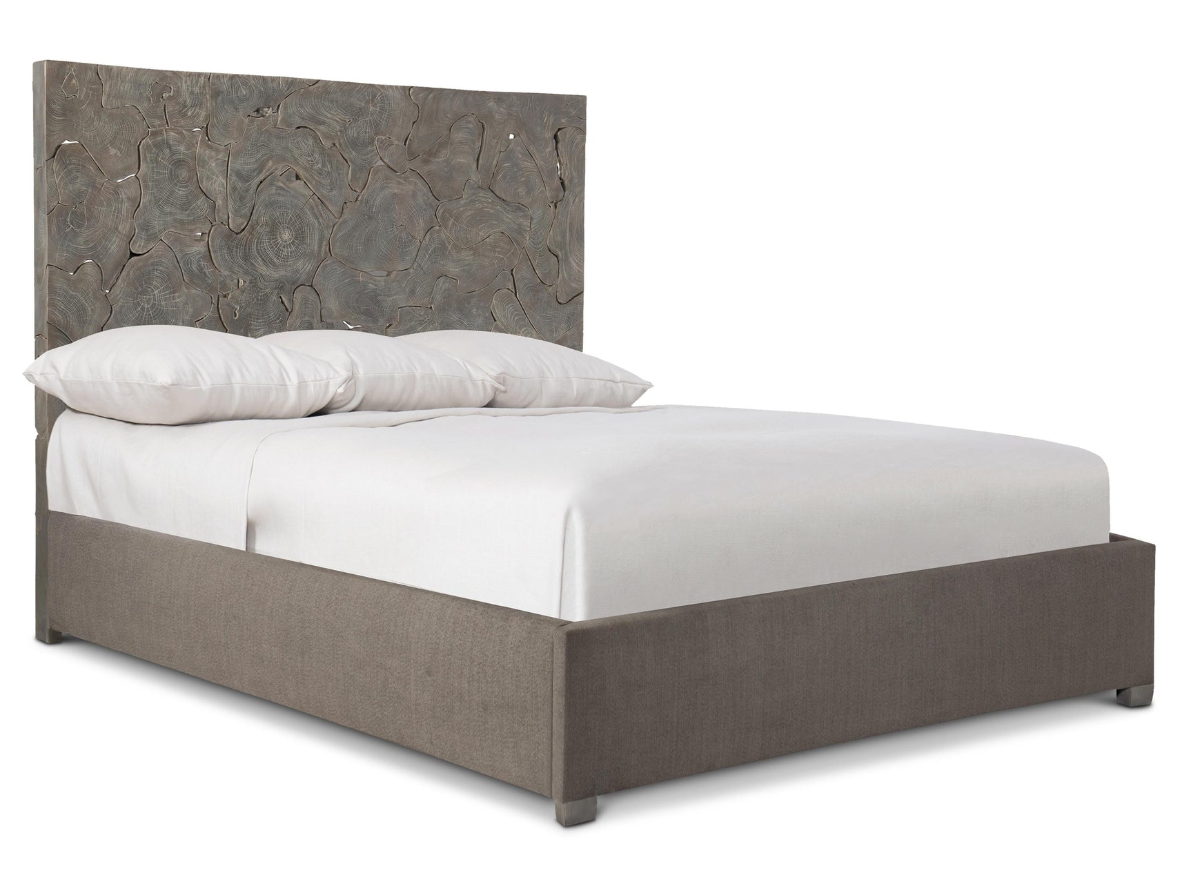 Calavaras Smoked Truffle/Grey Fabric Panel King Bed - Ornate Home