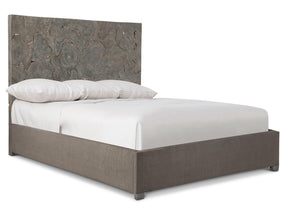 Calavaras Smoked Truffle/Grey Fabric Panel King Bed - Ornate Home