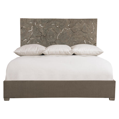 Calavaras Smoked Truffle/Grey Fabric Panel King Bed - Ornate Home