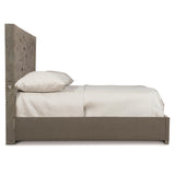 Calavaras Smoked Truffle/Grey Fabric Panel King Bed - Ornate Home