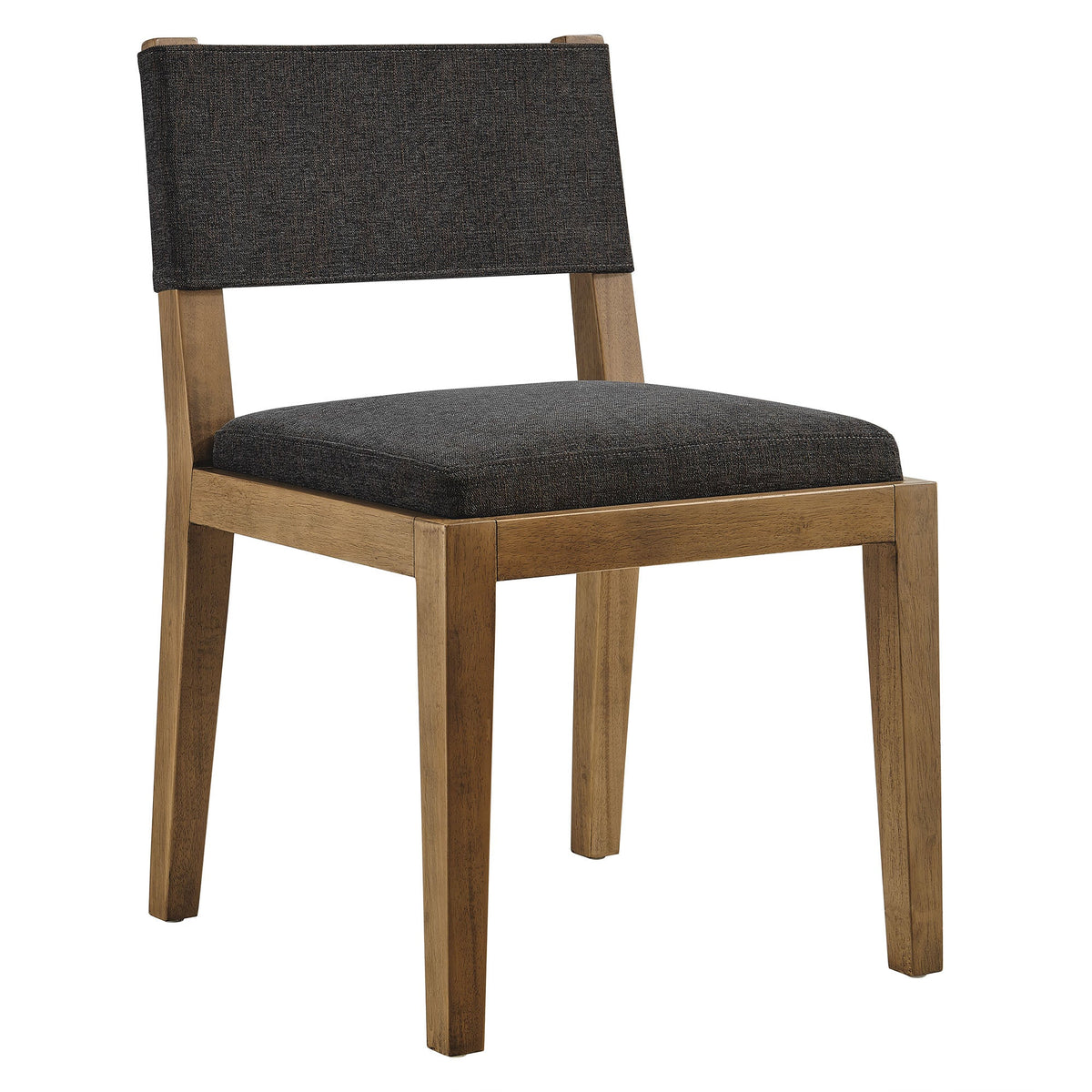 Calder Dark Gray Fabric Upholstered Wood Armless Dining Chair - Ornate Home