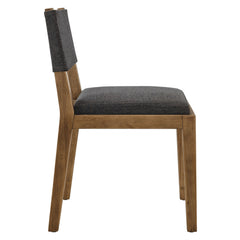 Calder Dark Gray Fabric Upholstered Wood Armless Dining Chair - Ornate Home