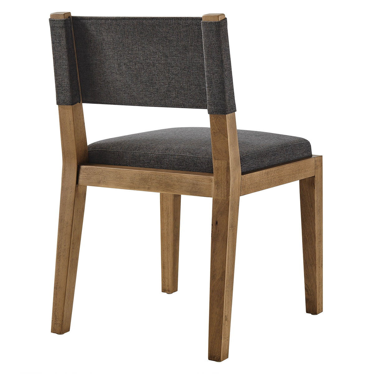 Calder Dark Gray Fabric Upholstered Wood Armless Dining Chair - Ornate Home