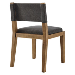 Calder Dark Gray Fabric Upholstered Wood Armless Dining Chair - Ornate Home