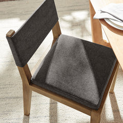Calder Dark Gray Fabric Upholstered Wood Armless Dining Chair - Ornate Home