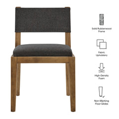 Calder Dark Gray Fabric Upholstered Wood Armless Dining Chair - Ornate Home