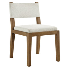 Calder Ivory Fabric Upholstered Wood Armless Dining Chair - Ornate Home