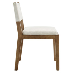 Calder Ivory Fabric Upholstered Wood Armless Dining Chair - Ornate Home