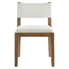 Calder Ivory Fabric Upholstered Wood Armless Dining Chair - Ornate Home