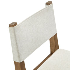 Calder Ivory Fabric Upholstered Wood Armless Dining Chair - Ornate Home