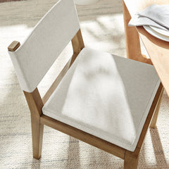 Calder Ivory Fabric Upholstered Wood Armless Dining Chair - Ornate Home