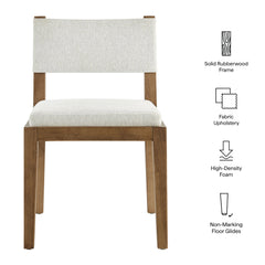 Calder Ivory Fabric Upholstered Wood Armless Dining Chair - Ornate Home