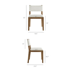 Calder Ivory Fabric Upholstered Wood Armless Dining Chair - Ornate Home