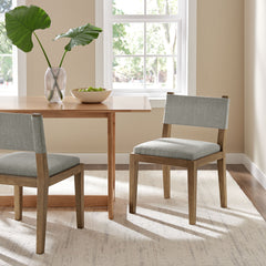 Calder Wheat Fabric Upholstered Wood Armless Dining Chair - Ornate Home