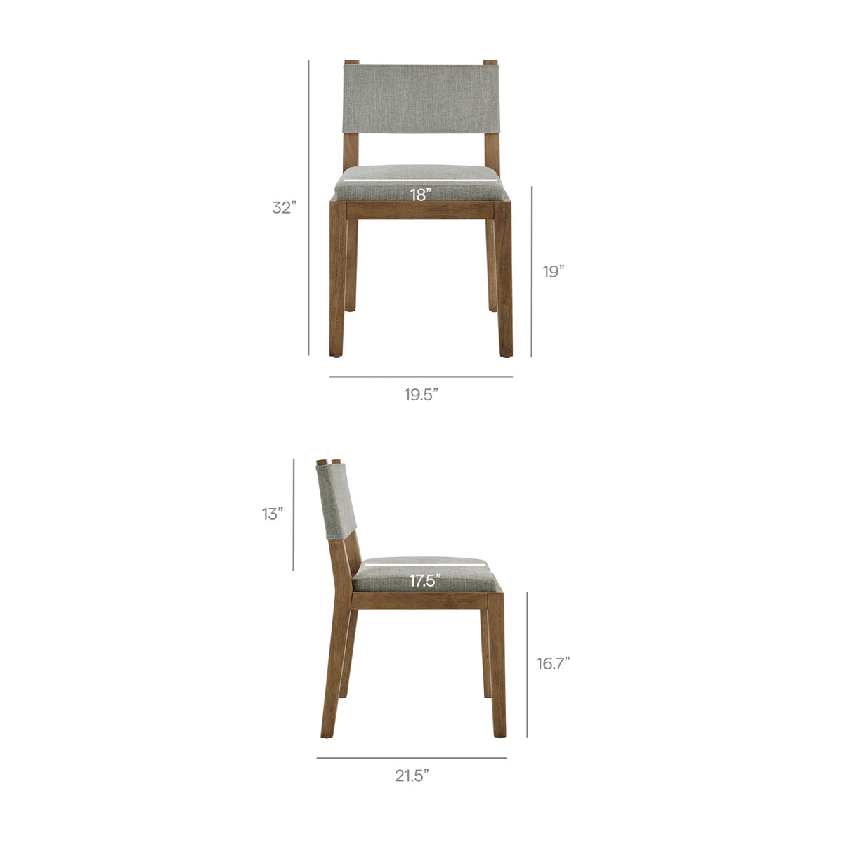Calder Wheat Fabric Upholstered Wood Armless Dining Chair - Ornate Home