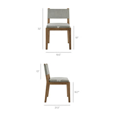 Calder Wheat Fabric Upholstered Wood Armless Dining Chair - Ornate Home