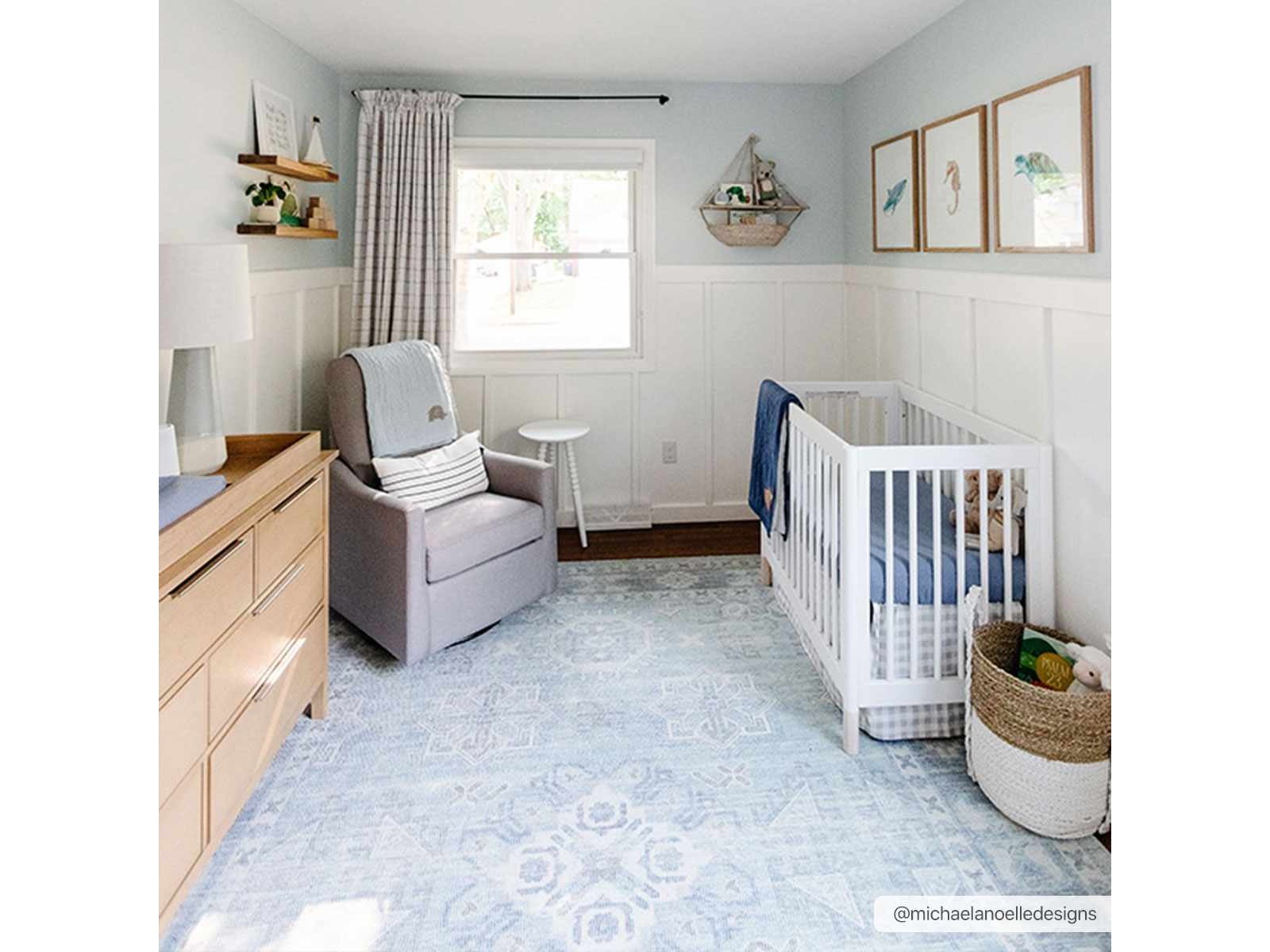 Calderbank Sky Blue Wool-Blend Area Rug - Ornate Home