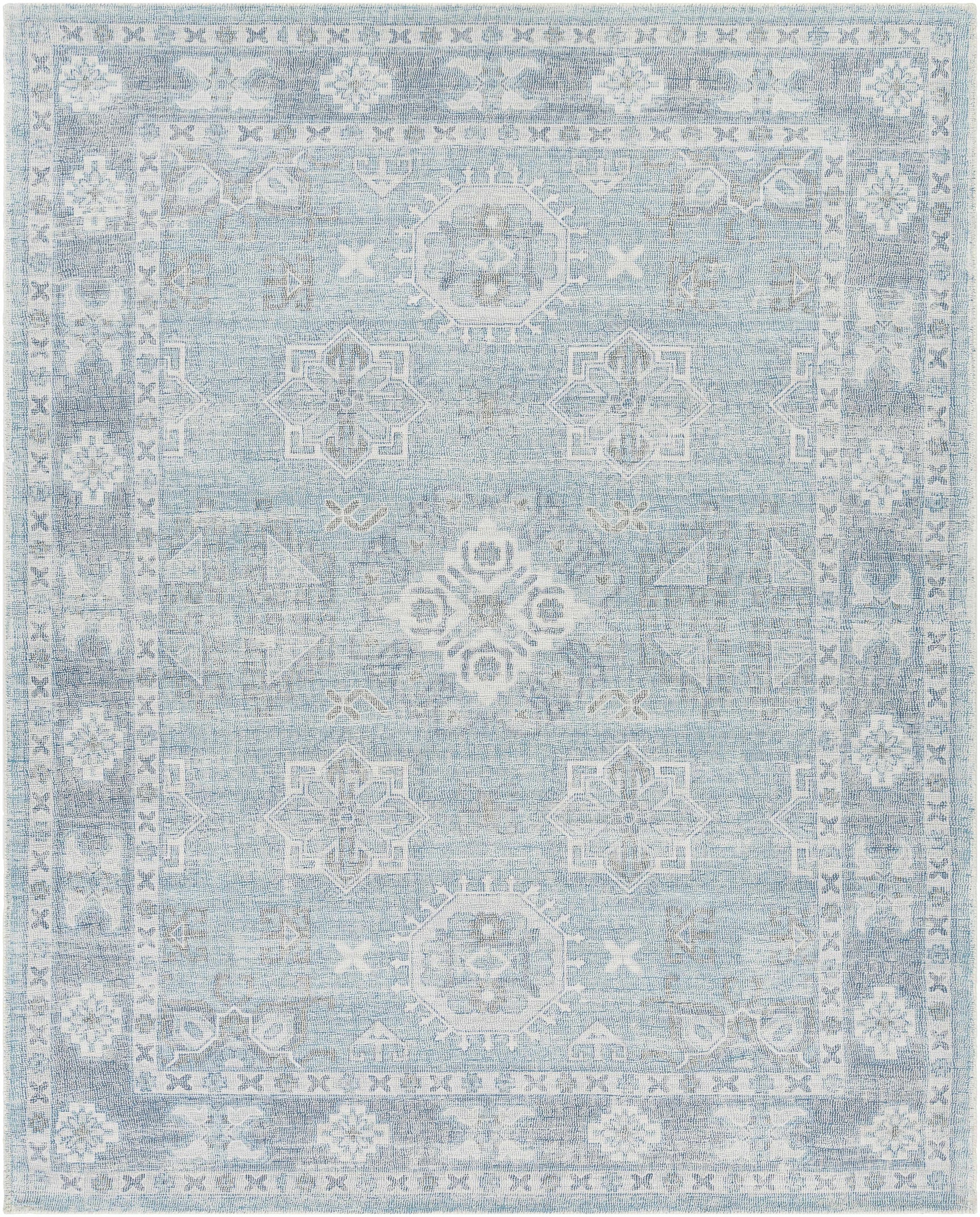 Calderbank Sky Blue Wool-Blend Area Rug - Ornate Home