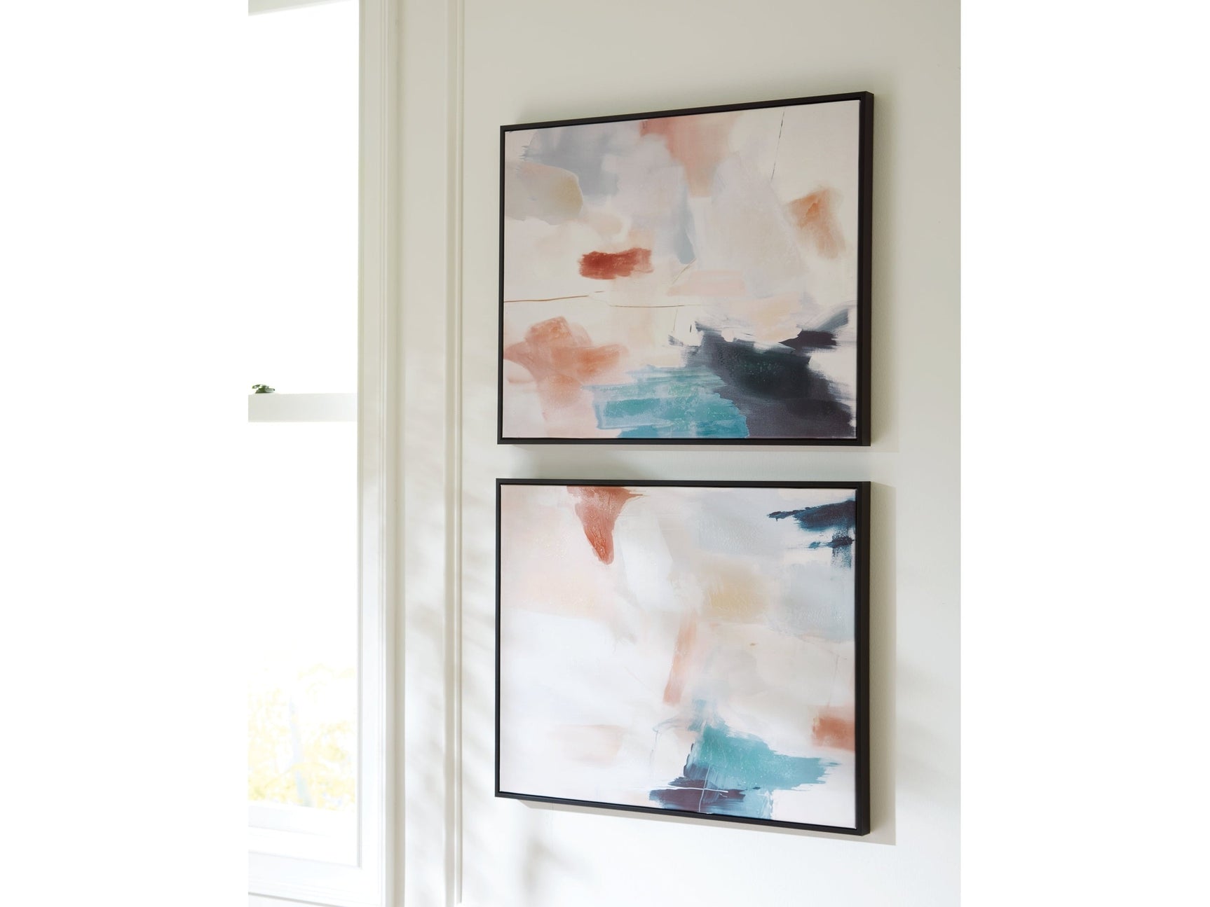 Caldish Blue/White/Pink Wall Art Set (Set of 2) - Ornate Home