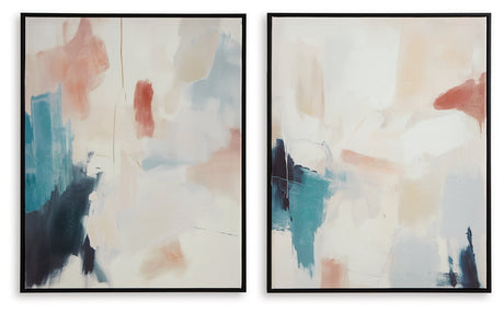 Caldish Blue/White/Pink Wall Art Set (Set of 2) - Ornate Home