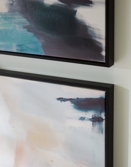 Caldish Blue/White/Pink Wall Art Set (Set of 2) - Ornate Home