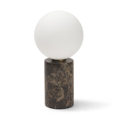 Caldo Brown Marble Base with Frosted Glass Globe Table Lamp - Ornate Home