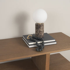 Caldo Brown Marble Base with Frosted Glass Globe Table Lamp - Ornate Home
