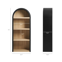 Caleb Black 4 Arched Display Shelf Bookcase - Ornate Home