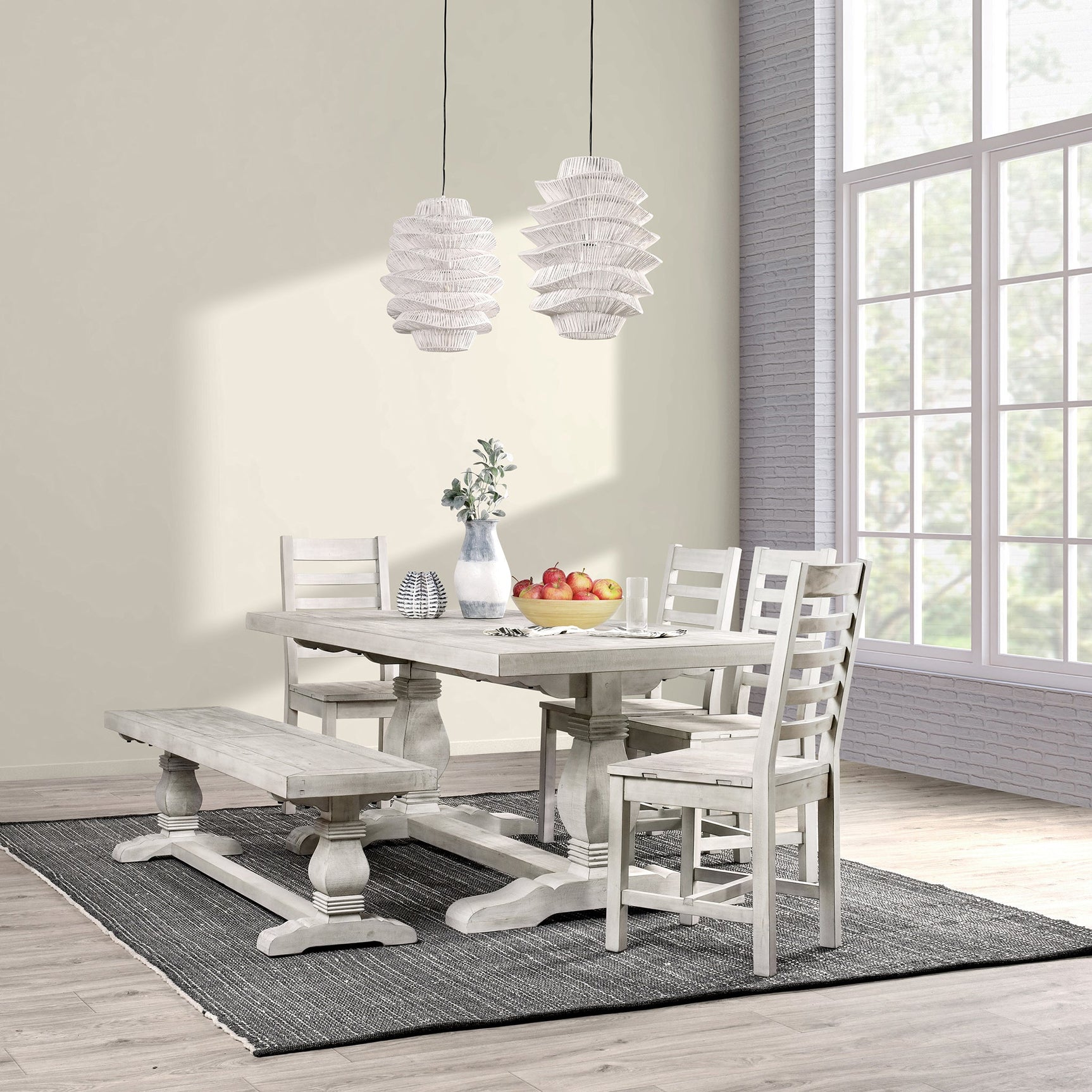 Caleb Distressed Ivory Dining Table - Ornate Home